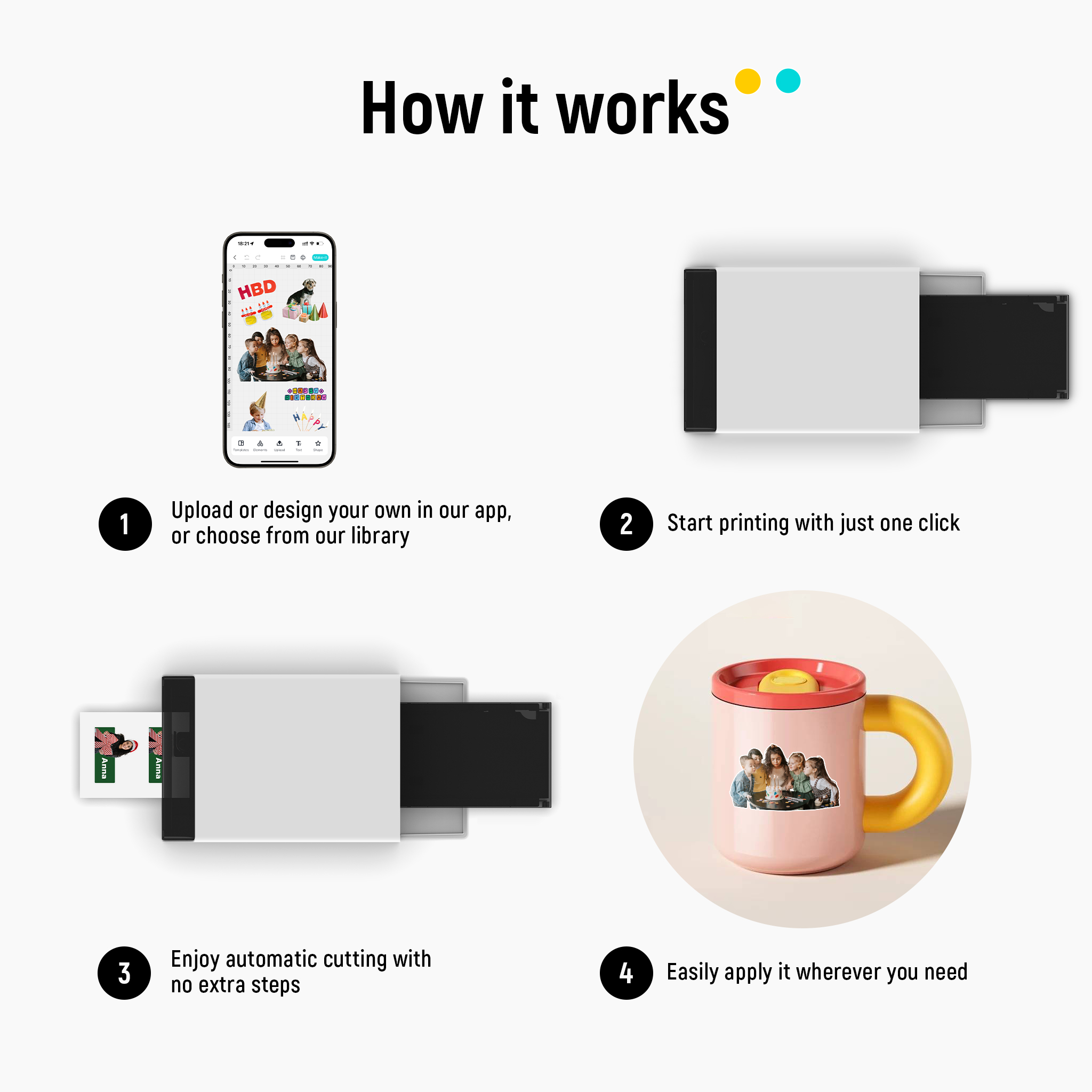 Impresora y Cortadora de Stickers Fotográficos Liene PixCut S1 - Todo en Uno (300 DPI / Bluetooth) - Imagen 7